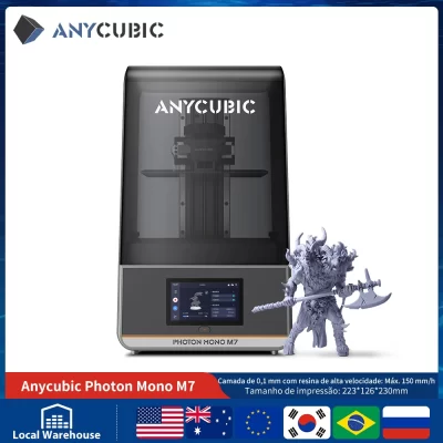 Impressora 3D ANYCUBIC Photon Mono M7 14K Velocidade de até 150 mm/h Impressão Mono MSLA 10 ''LCD Resina Impressora 3D Tamanho 223*126*230m