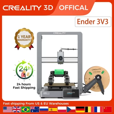 Impressora 3D Creality Ender-3 V3 com sistema de movimento Core XZ Extrusão sem entupimento de velocidade de 600 mm/S 60W 300 ℃ Nivelamento automático do aquecedor Hotend