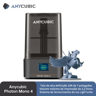 ANYCUBIC Photon Mono 4 LCD Impressora 3D de resina UV com tela de alta definição de 7 "10K Tamanho de impressão 3D de alta velocidade 153 × 87 × 165 mm