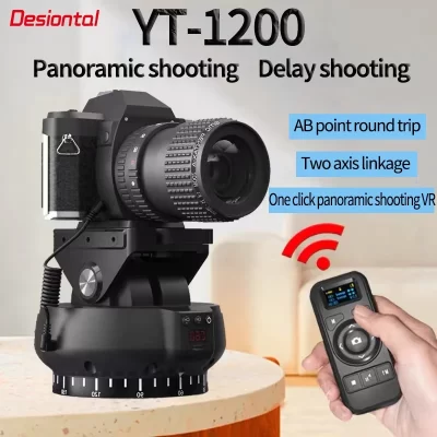 YT1200 Panoramic Gimbal Estabilizador com Cabeça Auto Motorizada, Controle Remoto para Câmera, GoPro VS, Zifon, Telefone Vlog, Suporte de Vídeo ao Vivo, 360
