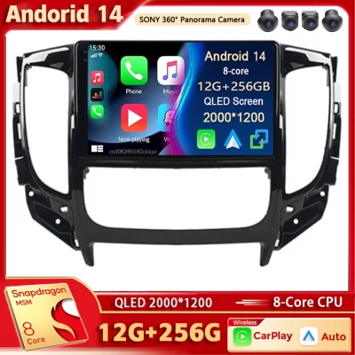 Jogador multimídia do carro para Mitsubishi Pajero Sport 3 L200 5 Triton 3 2015 2016 2017 2018 2019, rádio estéreo DSP, Android 14