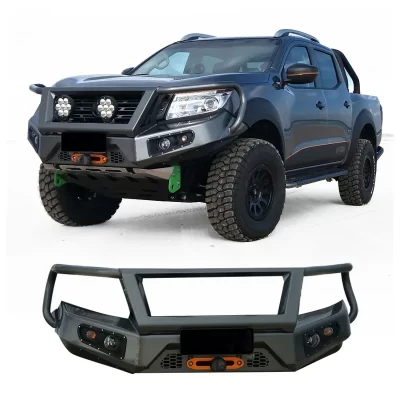 Pára-choque dianteiro de aço para corpo de captação 4*4, adequado para 2014 + NAVARA x4 off road pickup BULL luz LED com para-choque dianteiro