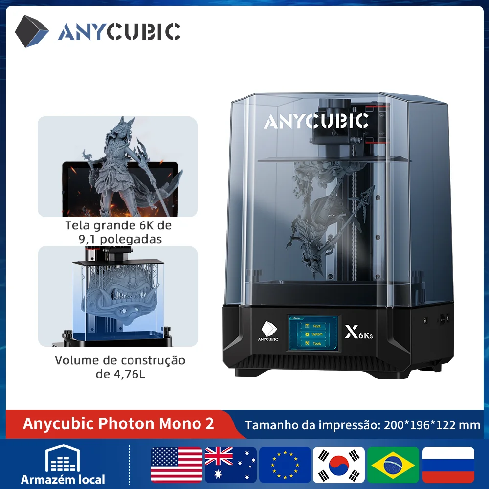 Impressora 3D de resina LCD ANYCUBIC DLP SLA Photon Mono 2, X 6Ks, M5, M5s, M5s Pro, M3 Max, D2, Mono 4, Wash and Cure 3, 3 Plus, Max - Image 3