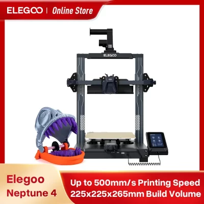 ELEGOO-NEPTUNE 4 Impressora 3D FDM, Alta Velocidade, Firmware Klipper Pré-Instalado, Tamanho de Impressão de 225x225x265mm, Até 500 mmps
