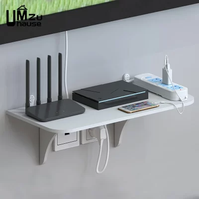 Roteador prateleira flutuante pendurado rack multi torneira tomada wifi tv set caixa superior placa suporte escondido organizador de armazenamento suporte de montagem na parede