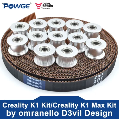 POWGE-Prata Creality Idler Pulley Kit, Open Timing Belt, 2GT-7.7 RF, 20 Dentes, 2GT, Diâmetro 4 milímetros, por Omranello D3vil Design