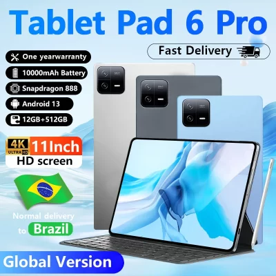 Tablet Original Pad 6 Pro Android 13, HD, 4K, 12GB, 512GB, 10000mAh, PCSnapdragon 888, 11 ", 5G, SD, Dual SIM, Bluetooth, aba WiFi, 2021