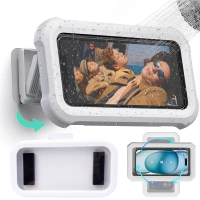 Suporte de parede para telefone, à prova d'água, banheiro, autoadesivo, extensível, rotativo, suporte para chuveiro, vedação, armazenamento