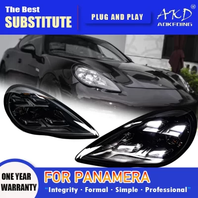 AKD-LED lâmpada principal para Porsche Panamera 970, farol 2010-2013 faróis, 970,1 DRL, sinal de volta, feixe de alta, Angel Eye projetor
