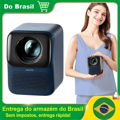 (Isento de impostos - enviado do Brasil) Mini projetor inteligente Wanbo T2 MAX 450 ANSI Lumen 12000L 5G/2.4G Projetor portátil com WIFI Bluetooth compatível com TV Stick e laptop