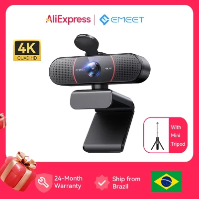 Webcam 4k câmera web com tripé emeet usb computador autofoco streaming câmera com microfones para zoom/equipos/obs/pc/mac/laptop