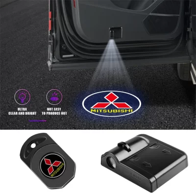 LED porta do carro lâmpada do projetor, luzes de cortesia bem-vindo, decoração para Mitsubishi, Asx, Lancer, Outlander, L200, Xpander, laser, 2pcs