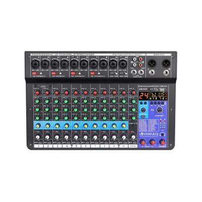 VEDO-A12 Professional Audio Mixer, Mixer Portátil, Sound Table Board, MP3 Digital, Entrada de Computador, 48V Power Number