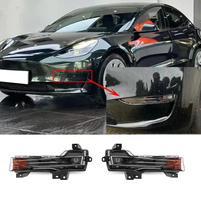 Conjunto de luz de nevoeiro dianteira do carro led drl luz de condução esquerda/direita para tesla modelo 3/y 2020-23 luz de nevoeiro dianteira versão eua
