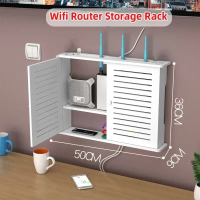 Sem fio Wi-Fi Router Caixa de armazenamento, Sala soquete, Wall-Mounted TV Set-Top Box Rack, Cable Power Organizer, Decoração