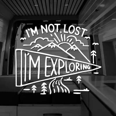 Criativo RV Off-Road Car Adesivos, Decoração De Vidro Pintura, Não estou Perdido, Estou Explorando, Aventura de Acampamento ao Ar Livre, RV