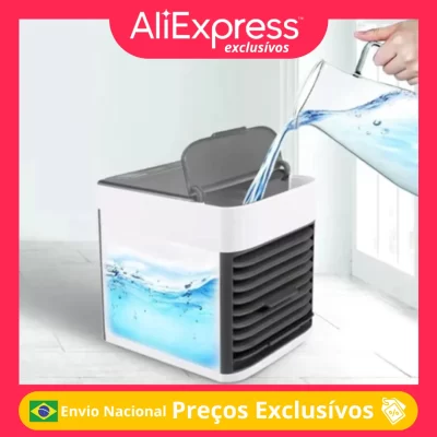 Mini Climatizador Ar Condicionado Umidificador Portátil USB Compacto Eficiente Refrigeração Ambiente Confortável Prático Leve