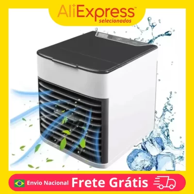 Mini Climatizador Ar Condicionado Umidificador Portátil USB Compacto Eficiente Refrigeração Ambiente Confortável Prático Leve