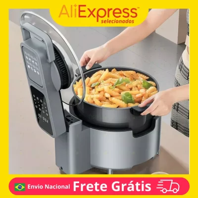 Fritadeira elétrica de ar , sem óleo, automática, cozinha doméstica 360 ° para forno 1200W para Cozimento Rápido e Saudável