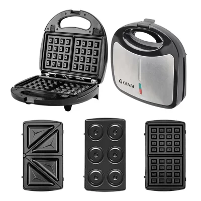 110V 750W 3 In 1 Household Sandwich Machine Multifunctional Waffle Machine Heating Cake Pan Steak Machine Panini Breakfast