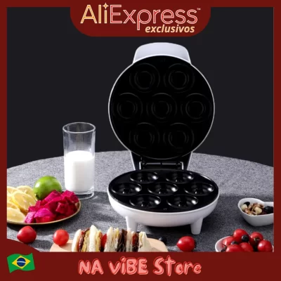 Mini Máquina de Donuts 1200W 7 Bocas Superfície Antiaderente Fácil de Usar e Limpar Ideal para Confeitaria e Festas Deliciosas