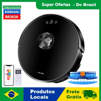 ( Código promocional: BR2020) Robô aspirador de pó Liectroux/Lilin XR500 , Sistema Lidar Laser LDS, vários andares mapas, zona de limpeza, área restrita configuração para casa tapete lavagem,Voz em português,6500Pa