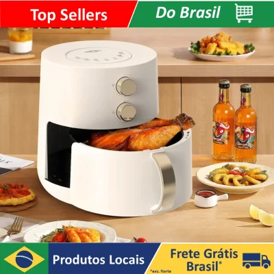 Fritadeira Elétrica Air Fryer Digital 5.5 L Sem Óleo De Cozinha 1400W Fácil E Rápido Antiaderente 110v Idali Life