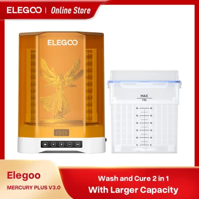 ELEGOO MERCURY PLUS V3.0 Máquina de lavar e cura 2 em 1 com maior capacidade compatível com a maioria das impressoras 3D LCD/DLP/SLA