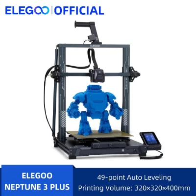 ELEGOO-NEPTUNE 3 PLUS Impressora 3D FDM, Auto Nivelamento, 4.3 "Capacitiva HD Touch Screen, Dual Gear Metal Extrusora, 320x320x400mm