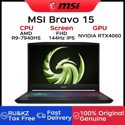 2024 MSI Bravo 15 Gaming Laptop 15.6 Polegada FHD 144Hz Tela IPS Netbook AMD Ryzen R9-7940HS 16GB 1TB RTX4060 Gaming Computer PC