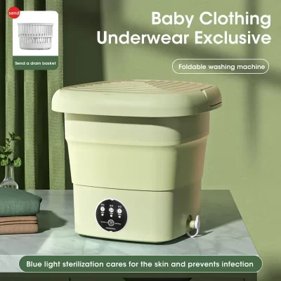 Máquina de lavar portátil dobrável, centrífuga, mini cueca, meia barril, desidratação