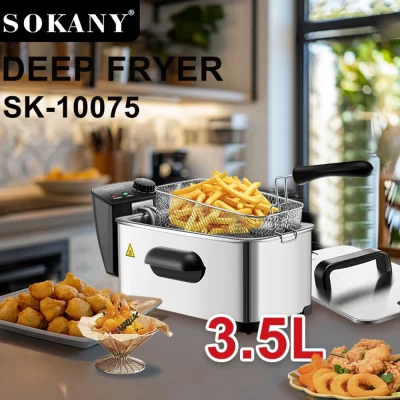 Fritadeiras elétricas domésticas e comerciais de 3,5l, palitos de massa frita, frango frito, temperatura ajustável, fácil de limpar