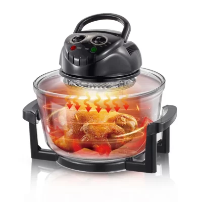 Fritadeira elétrica multifuncional a ar com vidro visual e ondas leves, torrador sem óleo para uso doméstico, 220V, 1400W, 12L