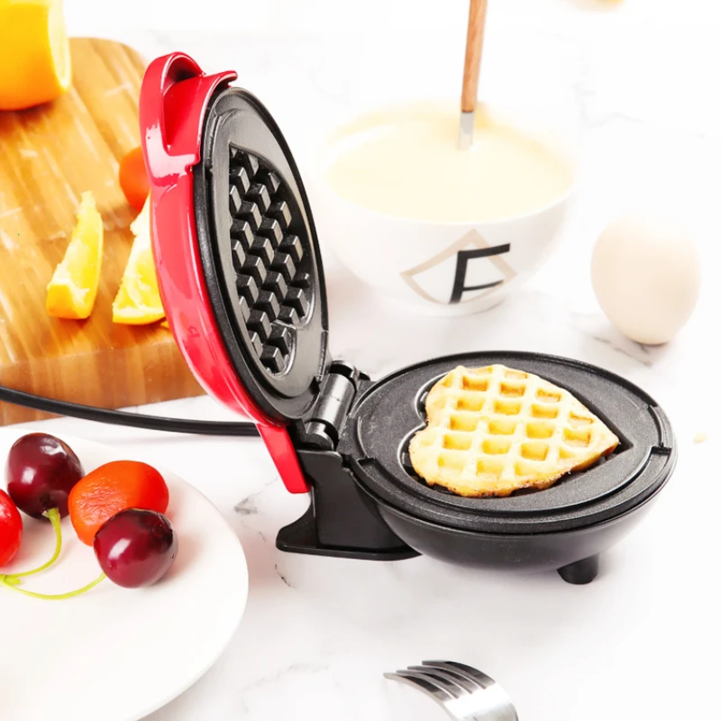 Máquina de waffle elétrica máquina de café da manhã em casa portátil máquina waffle café da manhã amor em forma de coração máquina de waffle cozinhar aparelho - Image 2