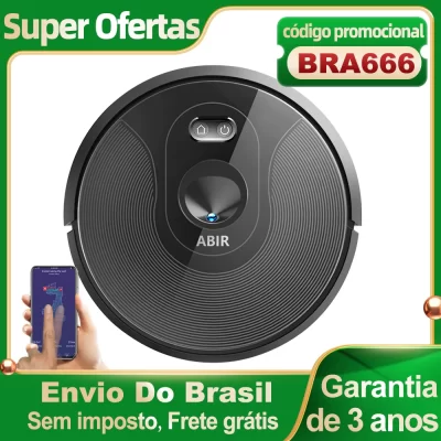 (Código: BRA666) Robô aspirador de pó ABIR X6 com navegação visual tripla, sucção 6000pa, software de parede virtual, limpeza de zona, desinfecção com esfregão úmido, memória de mapa, compatível com Alexa, Google Home