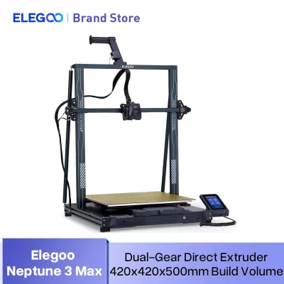 ELEGOO NEPTUNE 3 MAX FDM Impressora 3D com nivelamento automático, tela de toque HD capacitiva de 4,3 polegadas, extrusora de metal de engrenagem dupla 420x420x500mm