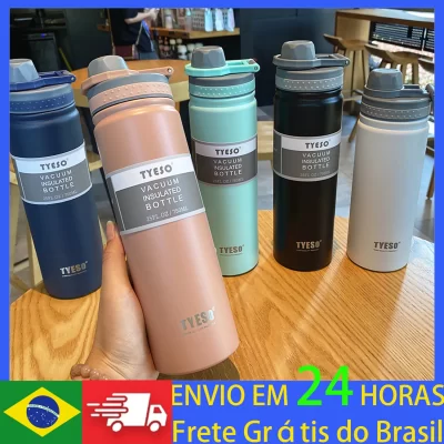 Copo térmico de café em aço inoxidável, Garrafa de água portátil, Chaleira esportiva estudantil, Mantém calor e frio, 750ml