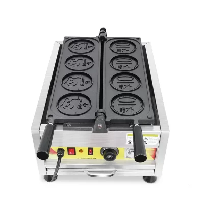 110v 220v comercial elétrico de aço inoxidável queijo moeda ouro e panda dos desenhos animados máquina waffle biscoito lanche equipamentos