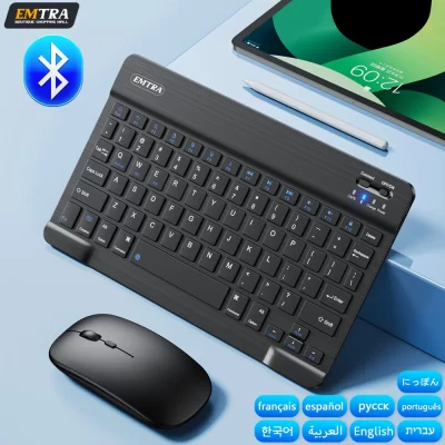 Teclado e mouse sem fio Bluetooth para ios, android, windows, tablet, ipad air mini pro, espanhol, coreano, português