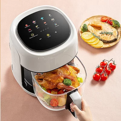 Smart Oil Free Air Fryer, forno elétrico de janela Visual, doméstico automático, cozinha, cozimento a 360 °, convecção, 4.5L