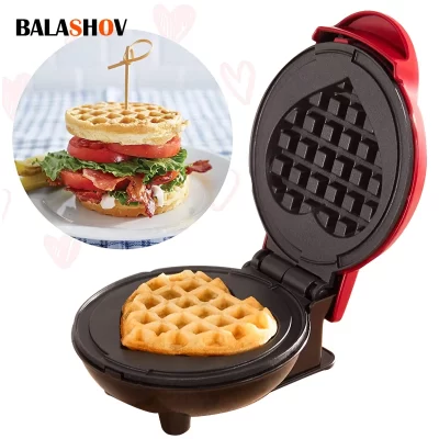 Máquina de waffle elétrica máquina de café da manhã em casa portátil máquina waffle café da manhã amor em forma de coração máquina de waffle cozinhar aparelho