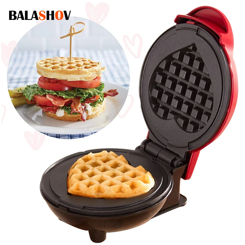 Máquina de waffle elétrica máquina de café da manhã em casa portátil máquina waffle café da manhã amor em forma de coração máquina de waffle cozinhar aparelho
