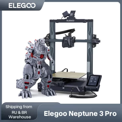 ELEGOO NEPTUNE 3 PRO FDM Impressora 3D com tela de toque HD capacitiva de 4,3 polegadas, tamanho de impressão de nivelamento automático 225x225x280mm