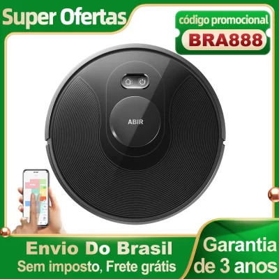 (Código promocional: BRA888)Robô aspirador de pó ABIR X8, navegação a laser lidar, 6500pa sucção, multi-assoalho mapa, Esterilização UV, y forma molhado esfregar, app zonas não-go, Exclusivo Sensor TOF