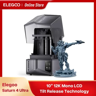 Impressora 3D de resina ELEGOO SATURN 4 ULTRA 12K com nivelamento automático, monitoramento de impressão AI, tamanho de impressão de alta velocidade 218x122x220mm