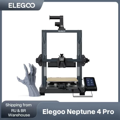 Impressora 3D ELEGOO NEPTUNE 4 PRO FDM com alta velocidade de até 500 mm/s, nivelamento automático de cama de 121 pontos, tamanho de impressão de 225x225x265mm