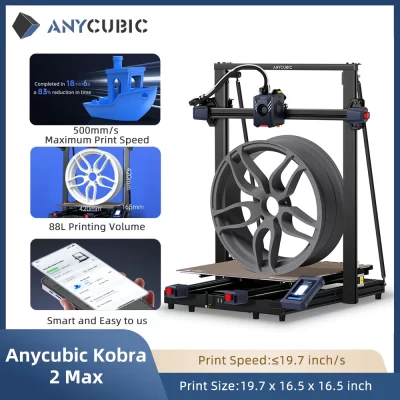 Mais recente ANYCUBIC KOBRA 2 Max 3d impressora velocidade 500mm/s tamanho de impressão 500x420x420mm DIY FDM extrusora profissional 3 d impressora nivelamento automático para estudantes de educação doméstica