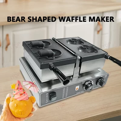 Máquina comercial de waffle em forma de urso taiyaki, 1800w, boca aberta, formato de urso, máquina de waffle, sorvete, waffle, ferro