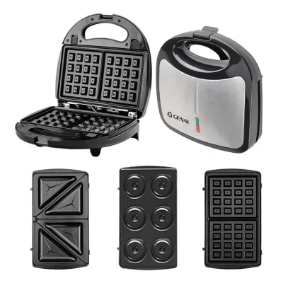 Multifuncional Household Sandwich Machine, Waffle Machine, Aquecimento Bolo Pan, Steak Machine, Panini, Breakfast, 3 em 1, 110V, 750W