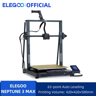 ELEGOO NEPTUNE 3 MAX FDM Impressora 3D com nivelamento automático, tela de toque HD capacitiva de 4,3 polegadas, extrusora de metal de engrenagem dupla 420x420x500mm